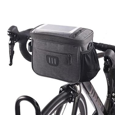 Imagem de SPYMINNPOO Bolsa de guidão de bicicleta, bolsa de torneira de guidão de bicicleta de montanha bolsa dobrável para bicicleta bolsa de equitação ao ar livre com alça de ombro bolsa transparente