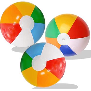 Imagem de TEXASDELUXE Pacote com 3 bolas de praia infláveis coloridas para crianças de 30 cm de 30 cm, bolas de praia pequenas para piscina