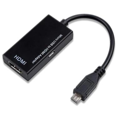 Imagem de Adaptador Micro USB para HDMI, adaptador USB para HDMI 1080P de som estéreo de 8 canais adaptador de vídeo HDMI de 5 pinos para smartphone Android, adequado para Samsung, HTC, Lenovo, preto