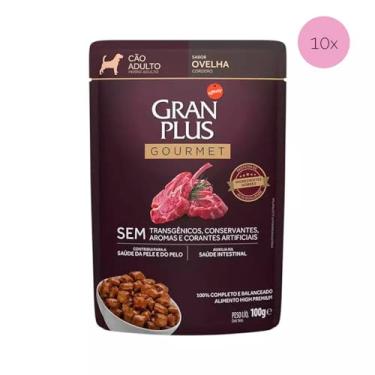 Imagem de KIT 10 Ração Úmida Gran Plus Gourmet Cães Adultos Ovelha Sachê 100g