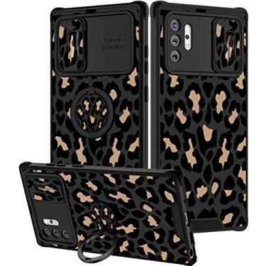 Imagem de Goocrux (2 em 1 para Samsung Galaxy Note 10 Plus capa de telefone leopardo mulheres meninas estampa de onça design animal com capa de câmera deslizante + suporte de anel bonito padrão preto capas femininas para Note 10 Plus 6,8 polegadas