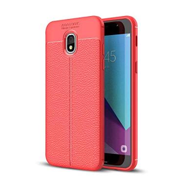 Imagem de INSOLKIDON Compatível com Samsung Galaxy J3 2018 capa traseira macia TPU capa protetora flexível à prova de choque antiderrapante resistente a arranhões textura durável (vermelho)