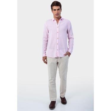 Imagem de Camisa casual masculina manga longa comfort linen capri rosa-Masculino