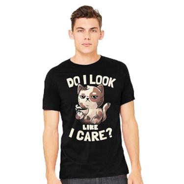 Imagem de TeeFury - Do I Look Like I Care - Camiseta masculina animal, gato,, Turquesa, 3G