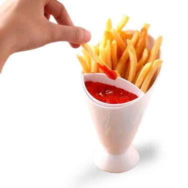 Imagem de Suporte para Batata Frita e Petiscos com Porta Molhos Petiscos Cenoura Palito