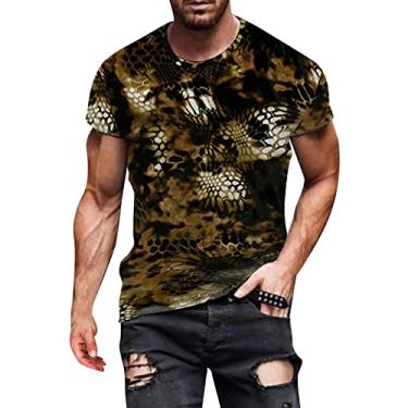 Imagem de Camisetas masculinas de manga curta e gola redonda, manga curta, com absorção de desempenho para homens, camiseta de manga curta, Bronze, 3G