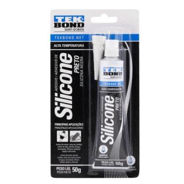 Imagem de Adesivo Cola Silicone Preto 50g Alta Temperatura Cor:Preto - Tek Bond