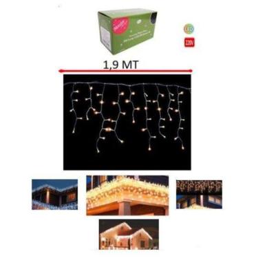 Imagem de Pisca Pisca Cascata Decorativa 100 Lâmpadas Led Cor Branco Quente 1,9 