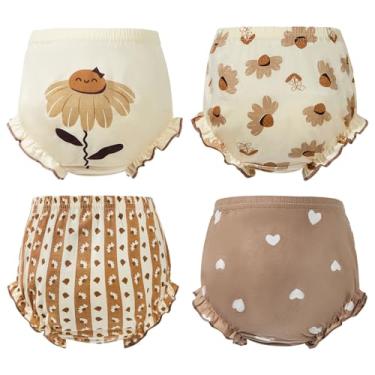 Imagem de Durio 4 peças de capas de fraldas para meninas, babados, lindos shorts de algodão para meninas, B Margarida, 2-4 Anos