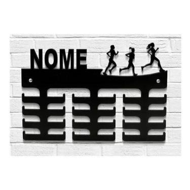 Imagem de Porta Medalhas Corrida Feminino Mdf 6mm Colorido - Com Nome - Loja Din