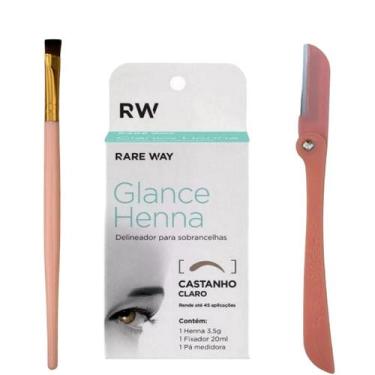 Imagem de Kit Henna Glance Profissional Sobrancelha Pincel Navalha - Rare Way, C