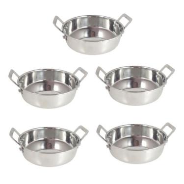 Imagem de 5 mini panelinha caçarola inox luxe p/ servir c/ alça m2 - Tuut