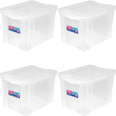 Imagem de Kit 4 Caixas Organizadoras Plásticas 30L com Trava Ordene Incolor Mult