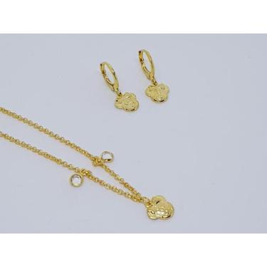 Imagem de Conjunto infantil brinco e colar minnie banhado a Ouro 18k - Oceanic S