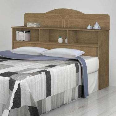 Imagem de Cabeceira Casal Box Vivian 1400 - 100% MDF C/Nichos Basoto  Freijó