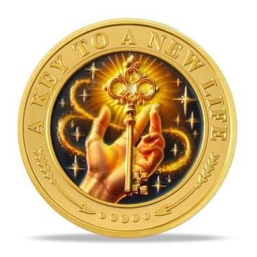 Imagem de Supreme Key AA Sobriety Coin Gifts | The Key to A New Chapter NA Coin - Medalhão NA AA Chip com Oração da Serenidade | Narcóticos Alcoólicos Anônimos Presentes para Homens Mulheres Aniversário em