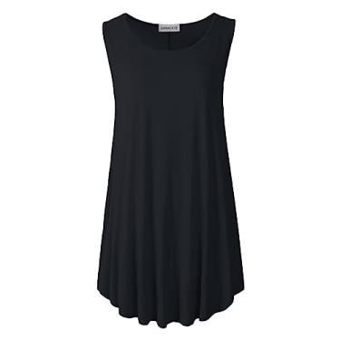 Imagem de LARACE Regatas Femininas Plus Size Sem Mangas Túnica Casual Roupas De Verão Camisas De Balanço Para Leggings (2X, Preto)