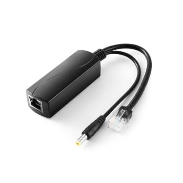 Imagem de Divisor PoE ativo 12V 1A Saída com IEEE 802.3af Padrão Compatível com 10.100 Mbps Power Over Ethernet Splitter Adapter para Câmera IP Segurança CCTV Dispositivo de vigilância 5,5 x 2,1 mm (PS5712P Preto)