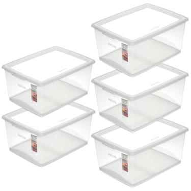 Imagem de Kit 5 Caixa Organizadora 30l Ordene Design Moderno Cristal