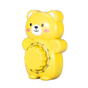 Imagem de Cronômetro de Cozinha, Cartoon Urso Manual de Cozinha Timer de Cozinha Balcões de Alarme para Lembrete ímã de Geladeira Fofa Fácil Fácil (Amarelo)