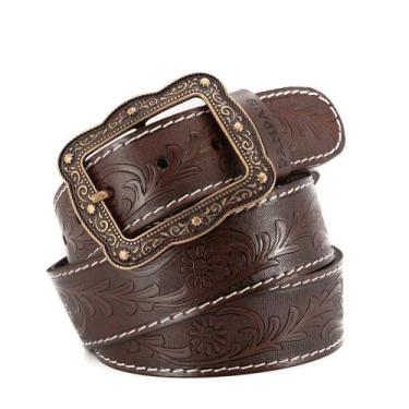 Imagem de Cinto Feminino Estilo Country Rodeio Barretos Couro Floral - Pampas Co
