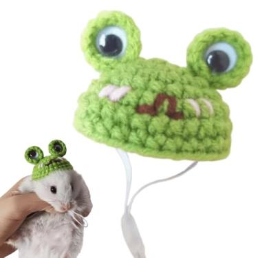 Imagem de Pequenos chapéus de animais pequenos, chapéu de cobra de porquinho-da-índia com alça ajustável, pequeno, fofo, tricotado à mão, mini roupas de festa para animais de pelúcia, papagaio, hamster