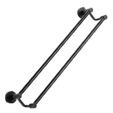 Imagem de Acessório para banheiro em aço inoxidável com acabamento preto fosco, toalheiro duplo, suporte para toalhas, 60 cm, tamanho 60 cm, 01