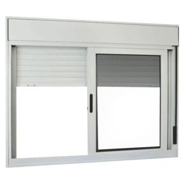 Imagem de Janela de Correr Alumínio 2 Folhas com Persiana Integrada Mgm Sólida 120cmx120cm Vidro Liso Incolor Branco
