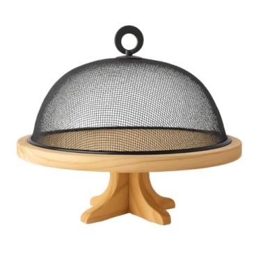 Imagem de Boleira de Madeira Pinus com Pé e Tela Protetora 26,5 cm para Bolos Doces Pães Frutas - La Nacasa