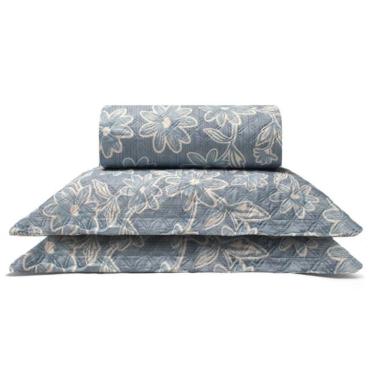 Imagem de Cobre Leito Buettner Casal Microfibra Renove Estampado Paulina 3 Peças Azul