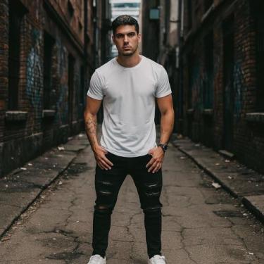 Imagem de Calça Jeans Skinny Rasgada Masculina Elastano Slim Sport 485 - IRON, P