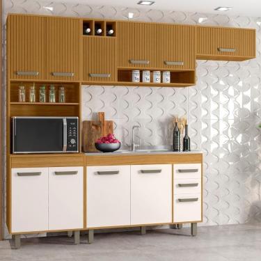 Imagem de Cozinha Compacta Pia 120cm Emily Freijó/ripado/off Acetinado Z44 - Mpozenato