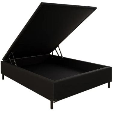 Imagem de Base Box Baú Carioca Casal em Corino 30x138x188 Bio Flex Cor Preto