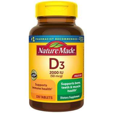 Imagem de Suplemento natural de vitamina D3 2000 UI 220 comprimidos - Nature Mad