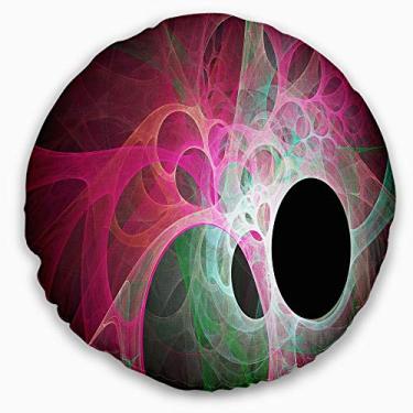 Imagem de Design rosa fractal Angel Wings' Abstract Throw Round Living Room, Sofá, Almofada de alta qualidade + Capa de almofada impressa em ambos os lados 50 cm