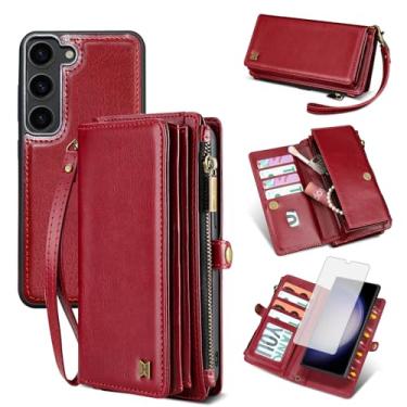 Imagem de Furill Capa de celular para Samsung Galaxy S23 Plus S23+ 5G carteira magnética destacável com protetor de tela de vidro temperado, alça com zíper, suporte para cartão S23plus 23S + S 23 23+ SM-S916U