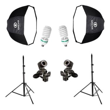 Imagem de Kit Greika Octabox 120cm Tripés Lâmpadas Soquetes E-27