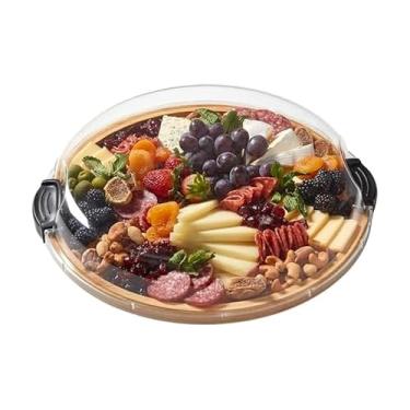 Imagem de FARBERWARE Tábua de corte Build-a-Board com compartimento único e tampa de bloqueio transparente para charcutaria, lanches e muito mais, bambu