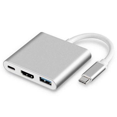 Imagem de JacobsParts Adaptador USB-C multiportas USB 3.1 tipo C para HDMI 4K com porta USB 3.0 e porta de carregamento USB C para MacBook/Chromebook Pixel/Dell XPS13/Samsung Galaxy s8/S8 Plus