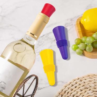 Imagem de Conjunto de 3 peças de rolha de garrafa de vinho de silicone, tampa de vedação criativa universal para vinho tinto e cerveja - Cor 3