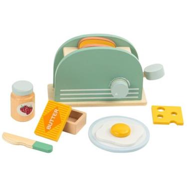 Imagem de Conjunto de torradeira de madeira Pretend Play da MIKNEKE para criança