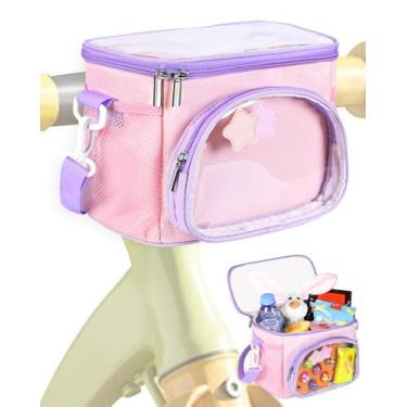 Imagem de Cesta de bicicleta ZOMICE Kids rosa roxa com alça de ombro