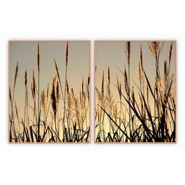 Imagem de Kit Com 2 Quadros Decorativos Florais Com Moldura Para Sala Quarto Escritório 82x1022 Floral 014