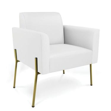 Imagem de Poltrona Pé De Ferro Dourado Para Sala Marisa Corino Branco D03