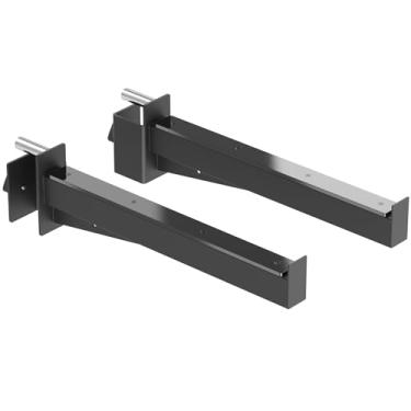 Imagem de Synergee Braços de segurança para racks elétricos e agachamento 3x3, serve para prateleiras com furos de 2,5 cm e 1,5 cm. Acessório de braço de segurança montado em rack para localização, supino e