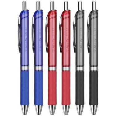 Imagem de Art-n-Fly Canetas de gel – Pacote com 6 canetas coloridas retráteis – Conjunto de canetas de ponta fina de 0,7 mm – para escrita suave, diário, escola – preto, azul e vermelho