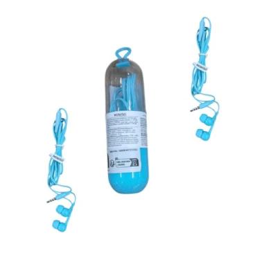 Imagem de Fone de Ouvido com Fio, Azul Claro, TPE e ABS, 123cm, com Estojo, Conector P2 3.5mm, para Celulares, Tablets e Notebooks