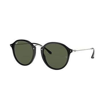 Imagem de Ray-Ban Pacote de óculos de sol RB2447: RB 2447 redondo 901 redondo preto G-15 verde 49 mm e coleira universal de silicone antiderrapante