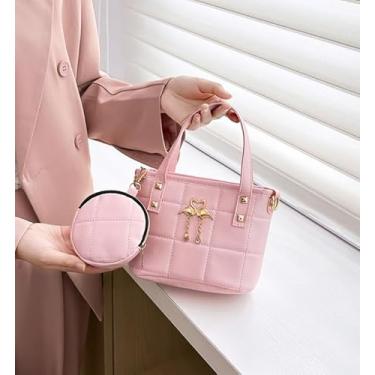 Imagem de Bolsa feminina com cesta, bolsa vegetal, bolsa de ombro de tecido, bolsa de viagem com alça superior, rosa