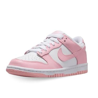Imagem de Nike Dunk Low Sapatos infantis grandes (branco/branco/rosa macio médio), Branco/médio rosa macio - branco, 19